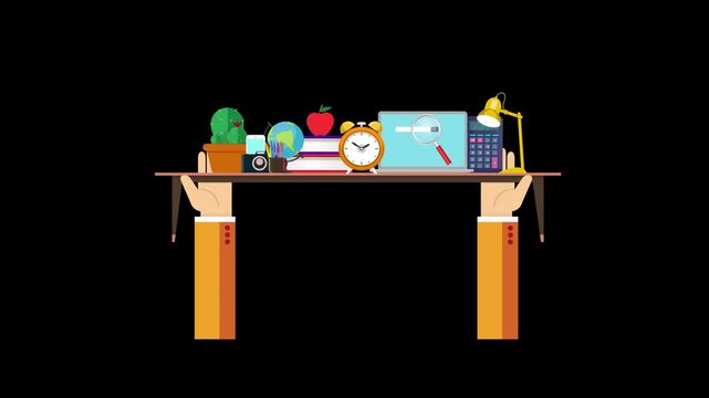 Welcome Back to school icon animation education concept transparent background with alpha channel