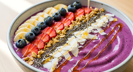 Vibrant berry smoothie bowl with fresh toppings