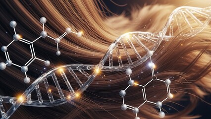 Scientific dna double helix, molecular structure with golden hue background for technological advancement in healthcare, innovation, and genetic research