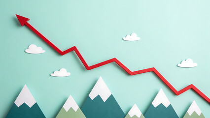 Obraz premium Graph showing downward trend over mountains