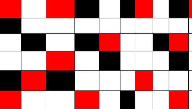 Mod&egrave;le &agrave; damier rouge, blanc, et noir.