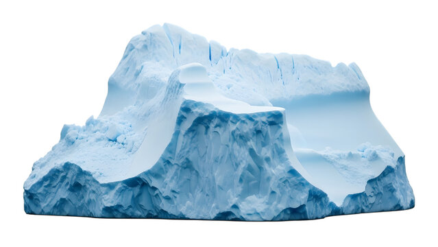 Large Iceberg Fragment isolated on a transparent background glacier frozen blue