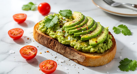 Avocado toast with fresh garnishes