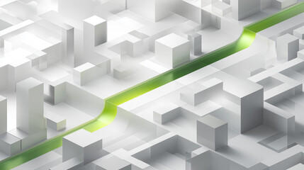 Obraz premium Fast Green Data Flow Through City, Speed Network and Mobility Technology Concept