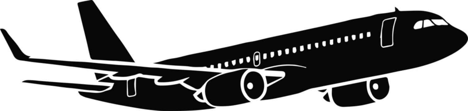 airplane ascending silhouette vector for aviation and transport