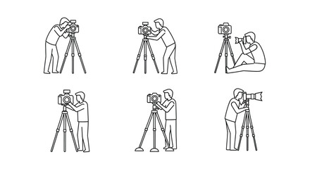 Line art illustrations depicting surveyors using theodolites and tripods