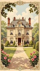 Vintage House Illustration Wallpaper