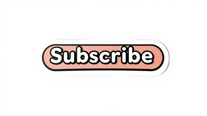 Light peach subscribe button for social media channels youtube video subscription graphic