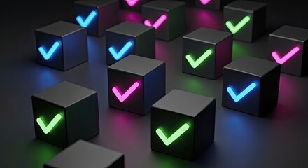 Neon Check Mark Cubes
