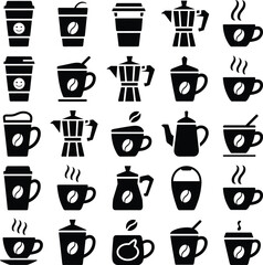 Obraz premium Black and white coffee and tea set