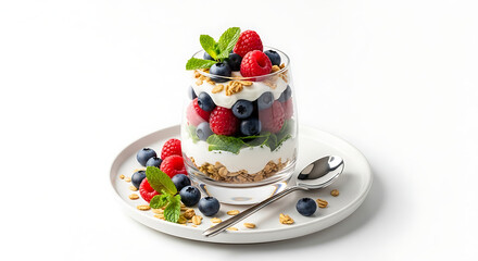 Layered berry parfait with granola
