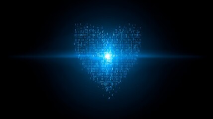 Abstract Blue Binary Code Digital Data Stream, Futuristic Technology Background, Glowing Light Effect