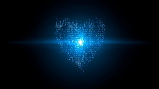 Abstract Blue Binary Code Digital Data Stream, Futuristic Technology Background, Glowing Light Effect - Powered by Adobe