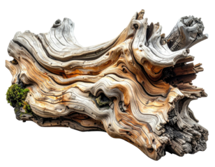 Close-up of weathered tree trunk, revealing intricate patterns and textures