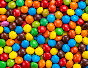 カラフルな丸いチョコの背景素材　チョコレート　おやつ　バレンタイン