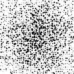 Black dots pattern in abstract chaotic style with high contrast lighting on white textured background for graphic design