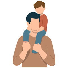 Son Sit on Fathers Shoulder. Fathers Day.