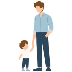 Father and Son Walking.