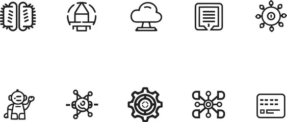 Artificial Intelligence Technology Line Icons Set