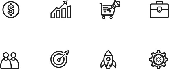 Business Strategy Line Icons Set