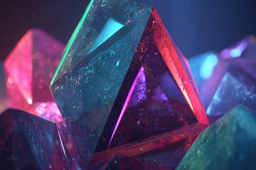 Close Up Glowing Colorful Crystals