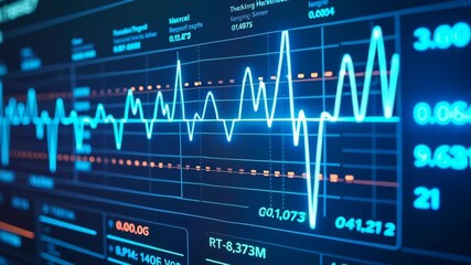 Financial chart data analysis stock market blue line graph digital display economic trend business growth technology modern finance digital screen - Powered by Adobe