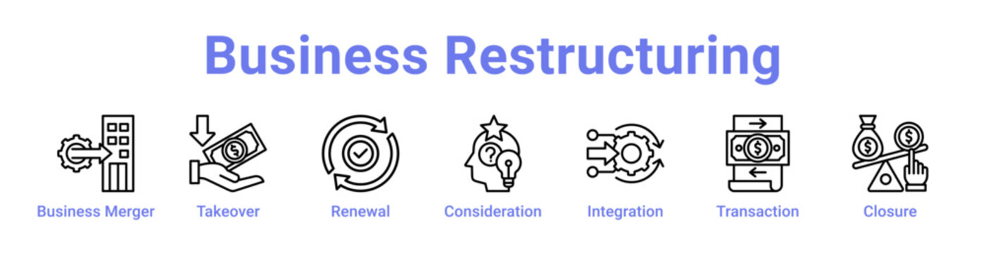 Business Restructuring Icon Banner