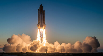 Rocket Launching into the Sky.