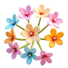 Colorful small flower arrangement isolated on transparent background