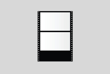 Vintage black film strip frames mockup with blank white placeholders. Movie cinema borders for photography, video editing assets, and nostalgic retro graphic.Art design reel cinema filmstrip template