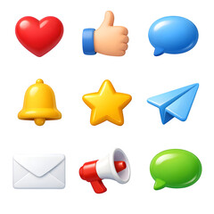 Set of emoji icons isolated on transparent background