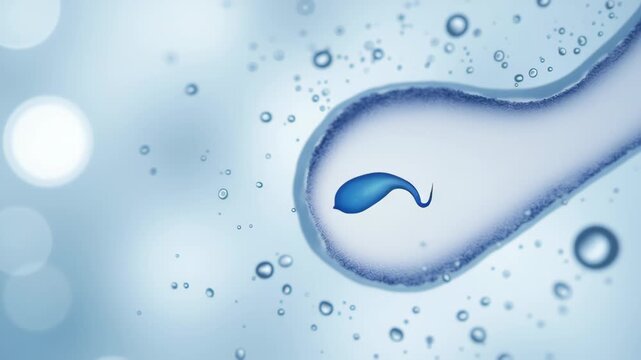 Microscopic Sperm Cells Concept ,Sperm egg fertilization conception reproduction cell microscopic blue science medical closeup biology macro liquid