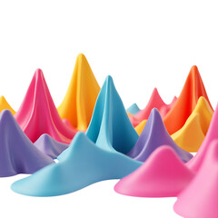 Colorful abstract mountain shapes isolated on transparent background
