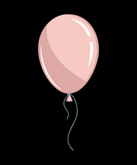 Elegant pink party balloon on black background for mysterious nightclub celebration and festive birthday event decoration