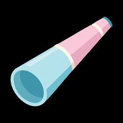 Traditional party horn on black background with colorful stripes for festive nightclub event and celebration noise maker