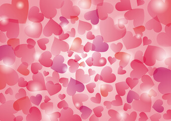キラキラしたたくさんのハートの背景イラスト