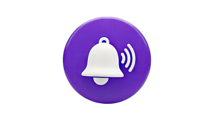 Notification Bell Icon Ringing on Purple Circle
