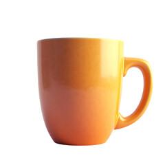 Orange ceramic mug isolated on transparent background