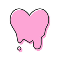 ドロドロに溶けているシンプルなハートの手描きイラストアイコン 版ズレ ピンク