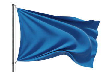 Blue flag waving isolated on transparent background
