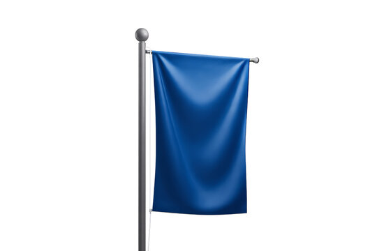 Blue flag on pole isolated on transparent background