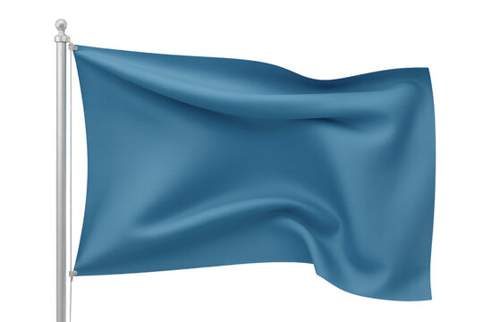 Waving blue flag isolated on transparent background