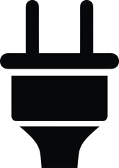Electric plug icon, power energy cable symbol, black silhouette connection sign, electricity adapter technology, vector illustration flat design graphic, household appliance cord