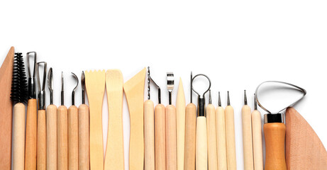 Set of sculptor tools isolated on white background