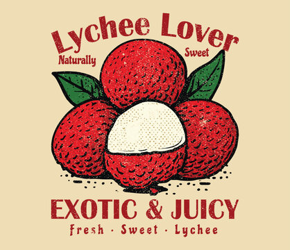 Lychee lover exotic juicy. lychee t shirt. Fruit graphics, Lychee organic fruits, natural sweet. girls graphic tee print design, women's vector graphics design, food fashion trendy graphics for t shir