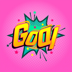 Pop art comic-style soccer goal text with football and explosion effect. Energetic and fun illustration ideal for sports posters