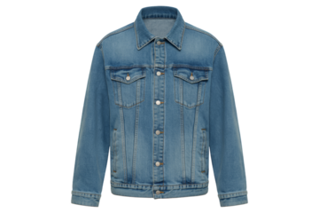 Denim jacket front view isolated on transparent background