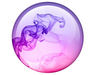 Transparent orb with purple and pink wisps of smoke swirling inside