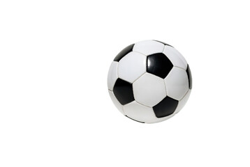 Fototapeta premium Classic black and white soccer ball with visible stitching, Trensprent Background png for