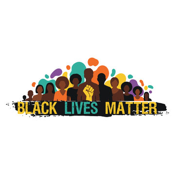 Black lives matter movement logo with diverse group of people